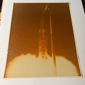 Vintage 1970s US Army Jupiter-C Rocket Launch Photo Space Kodak Photo